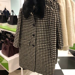 Kate Spade Faux Fur Houndstooth Coat Dashing Beaut